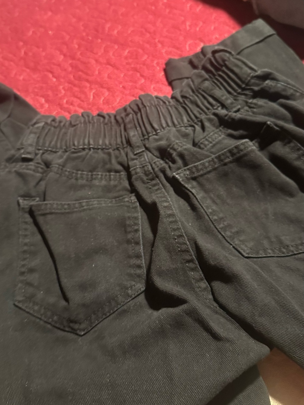 Kids Black Elastic-Waist Casual Bottoms